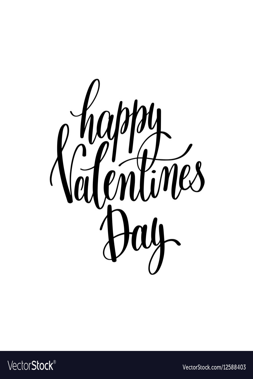 Happy valentines day black and white hand written Vector Image