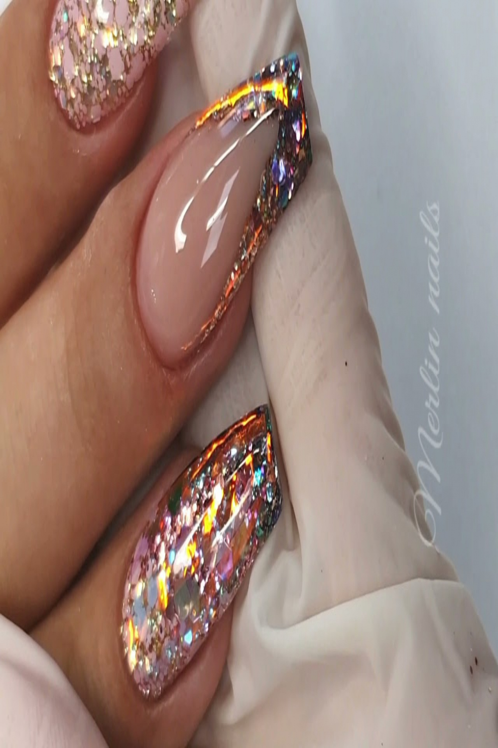 How to do the BEST GLITTER NAILS by @Merlin nails / nail education, online  course