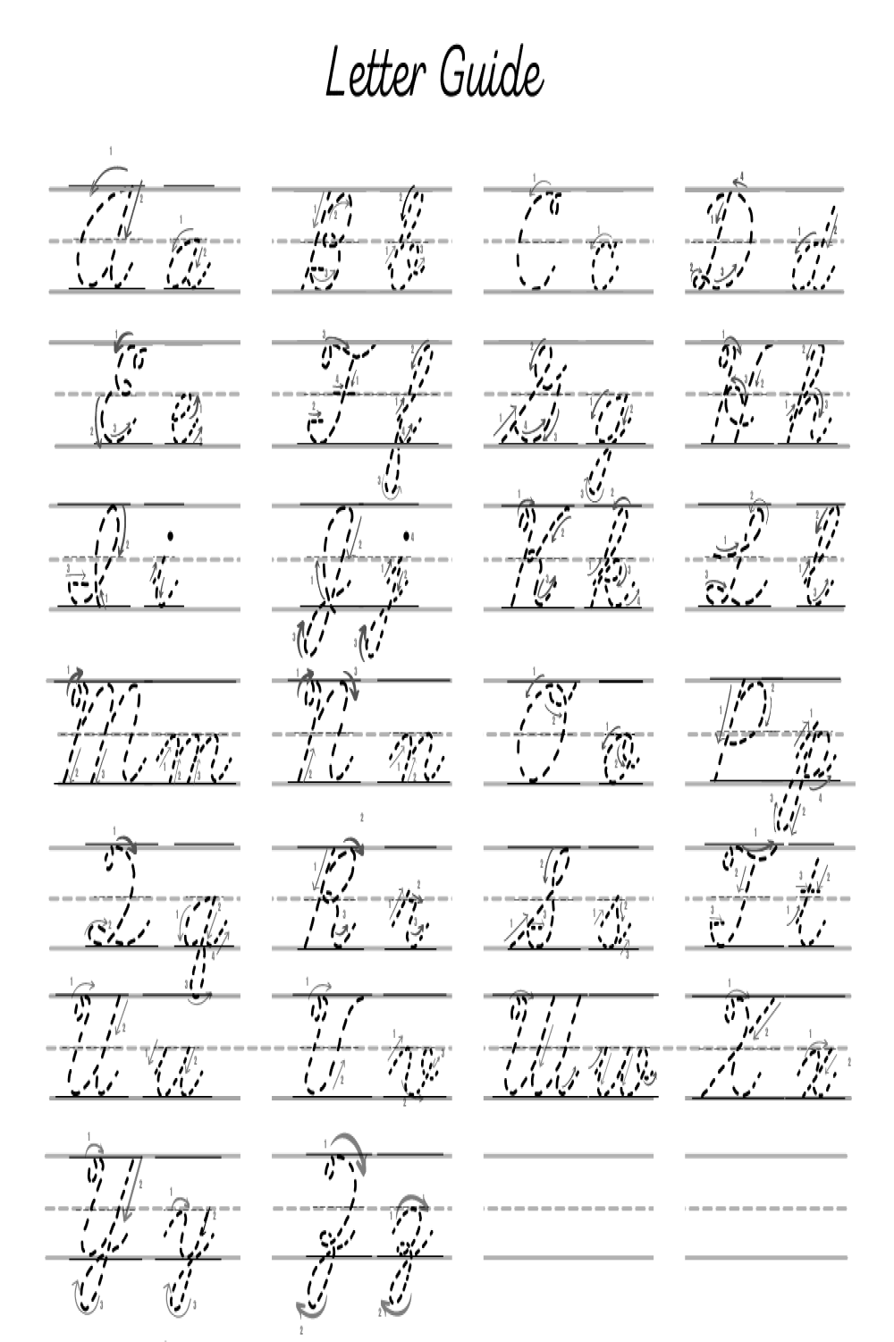 How to learn Cursive Writing? Free worksheets