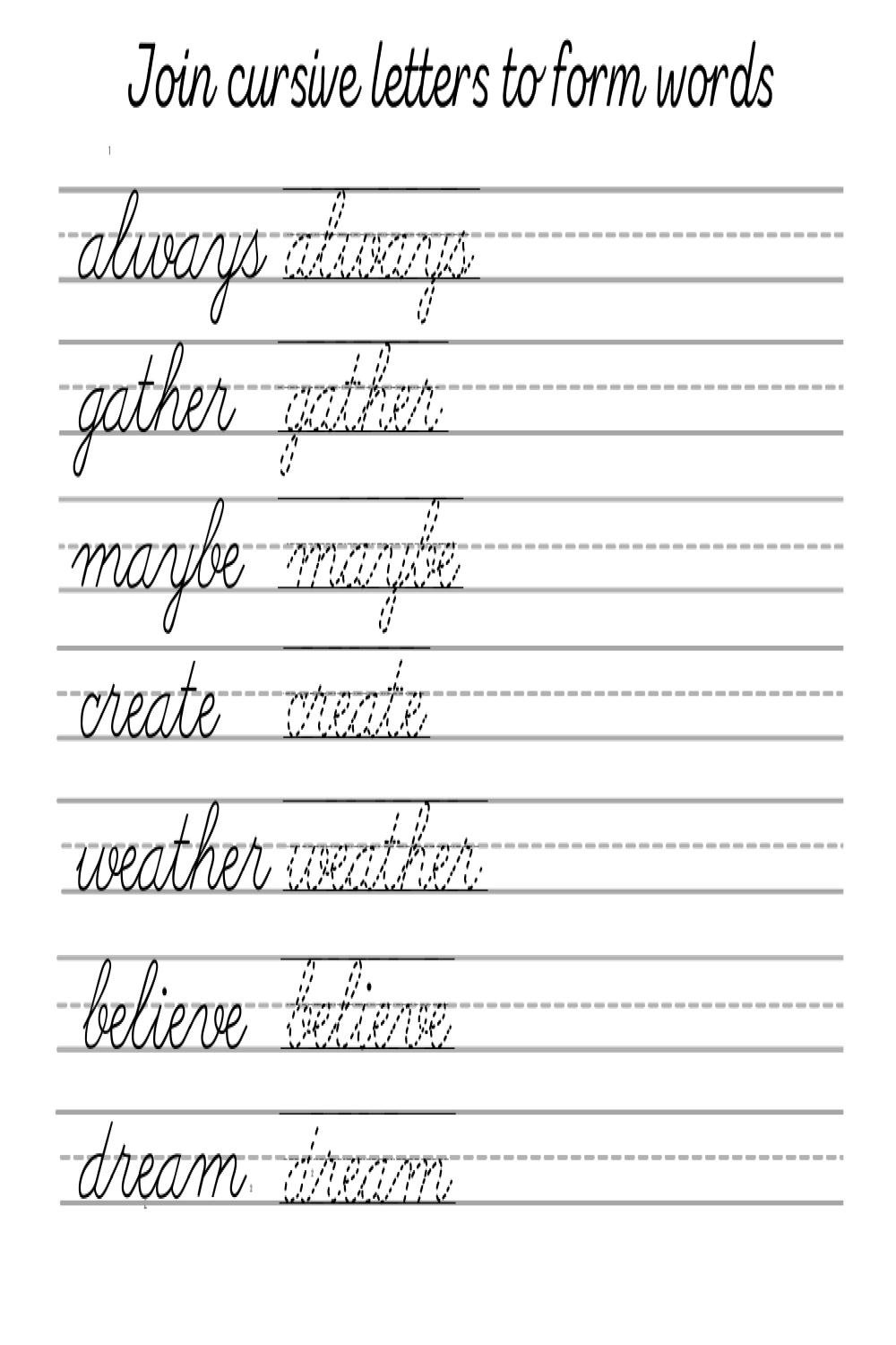 How to learn Cursive Writing? Free worksheets