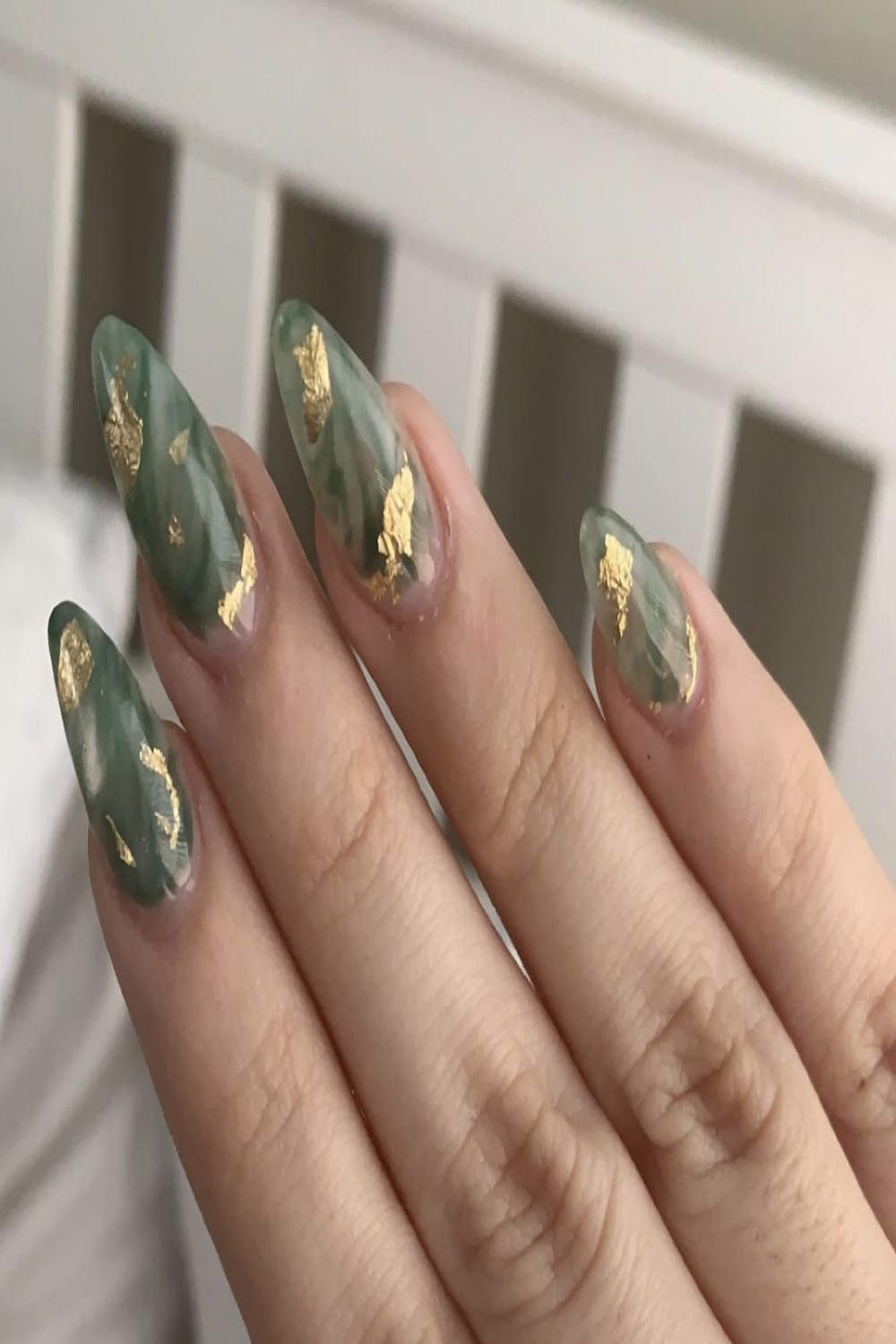 Jade nails  Jade nails, Almond acrylic nails designs, Gold nails