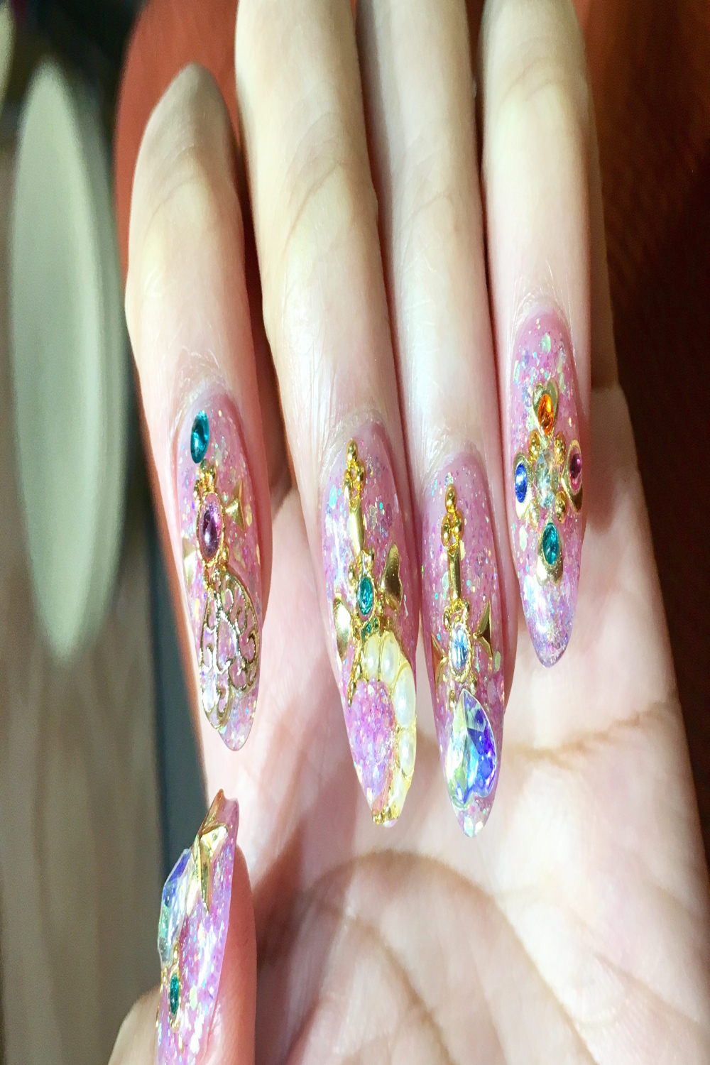 Japanese Manicure Crystal Nails Sailor Moon Inspired