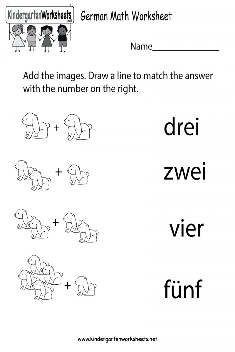 Kindergarten German Math Worksheet Printable  Learning german