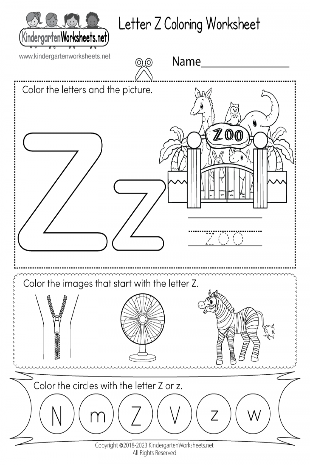 Letter Z Coloring Worksheet - Free Printable, Digital, & PDF