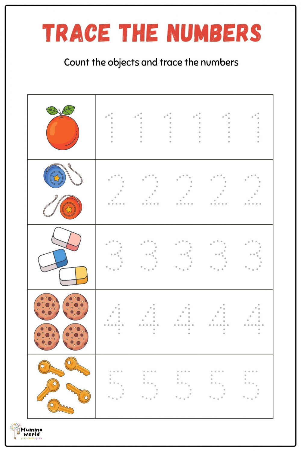 Math Worksheet  Number Tracing Worksheet - Mummaworld