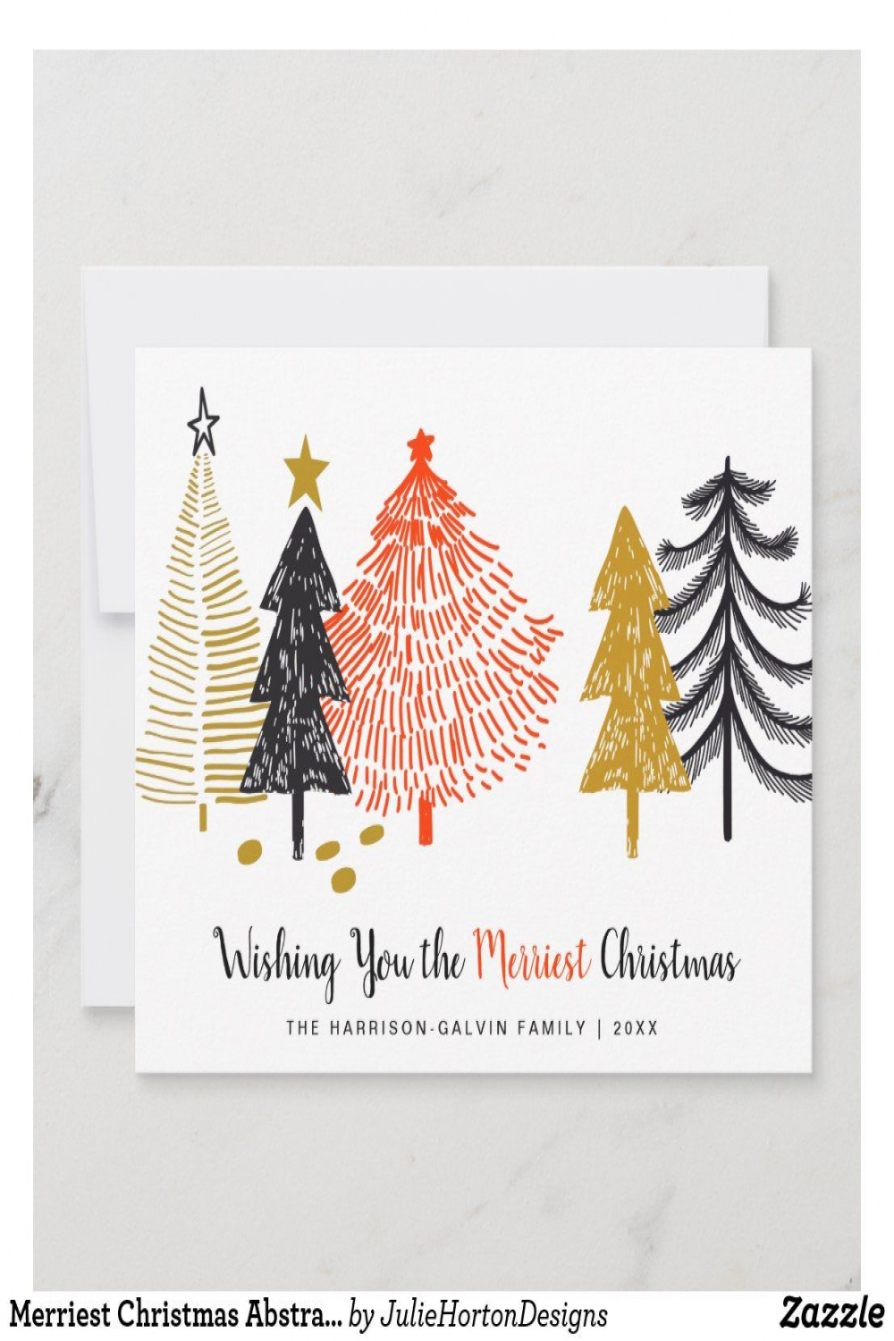 Merriest Christmas Abstract Trees Modern Holiday Card  Zazzle