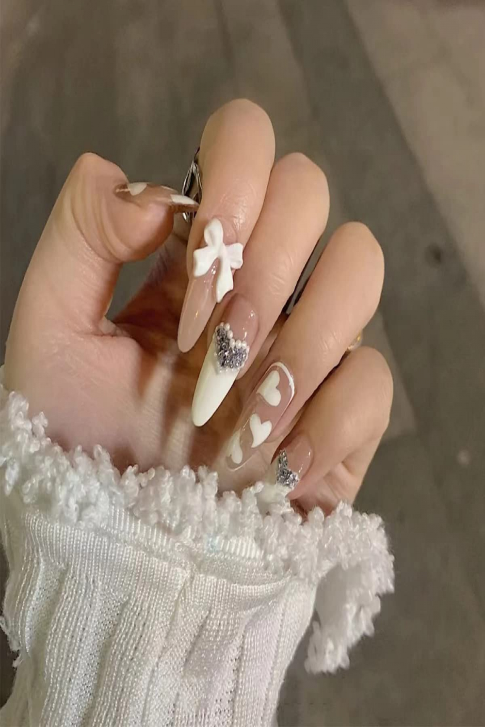 Nail Apparel YK Long Coffin Cute Kawaii Press on Nails D Cartoon Hot Pink  Rabbite Black Pink Daisy Duck Glitter Rhinestone Heart Pearl Bow Flame