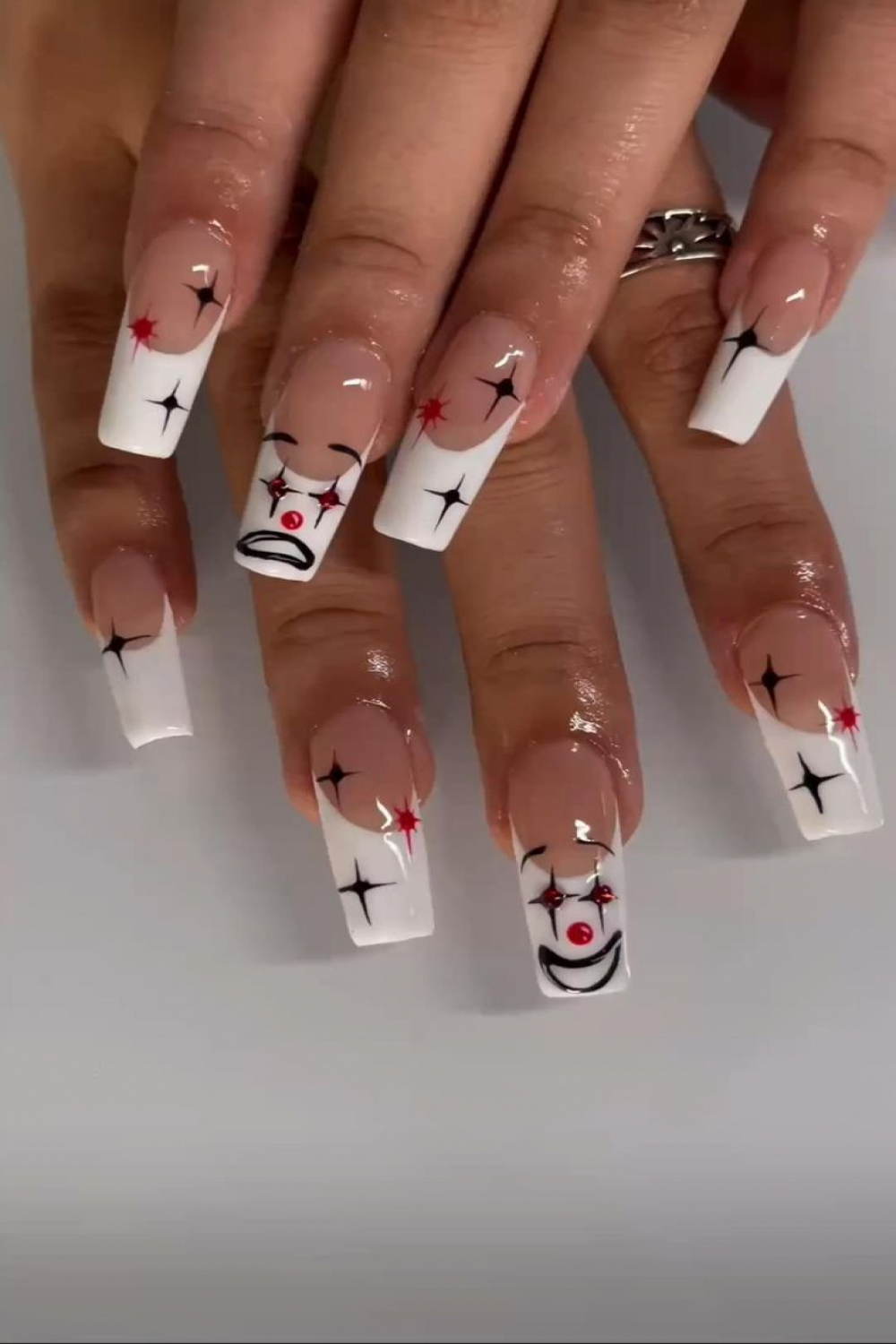 Nail design idea  clown nail art  French nails  trendy nails