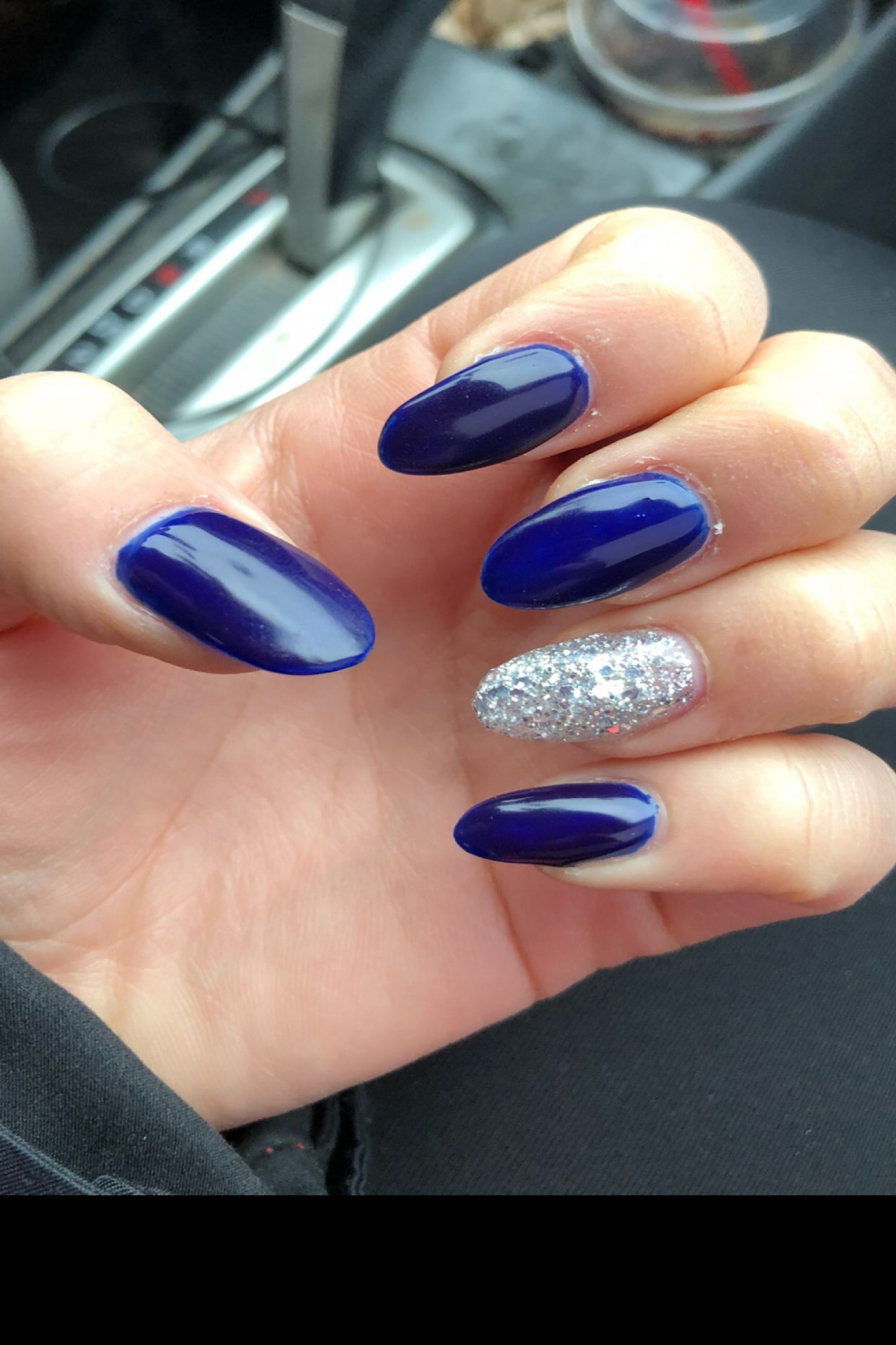 Navy Blue on Almond shaped nails!  Nail shapes, Almond shape