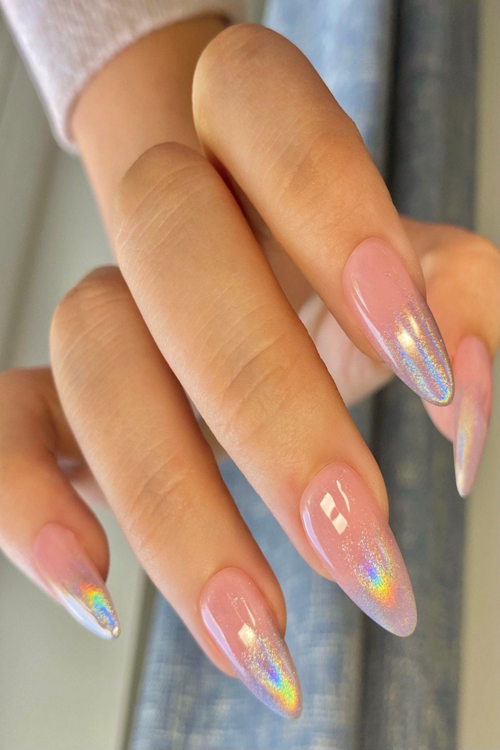 ORNA Press On Nails Silber Holographic Chrome Ombre Set - Etsy