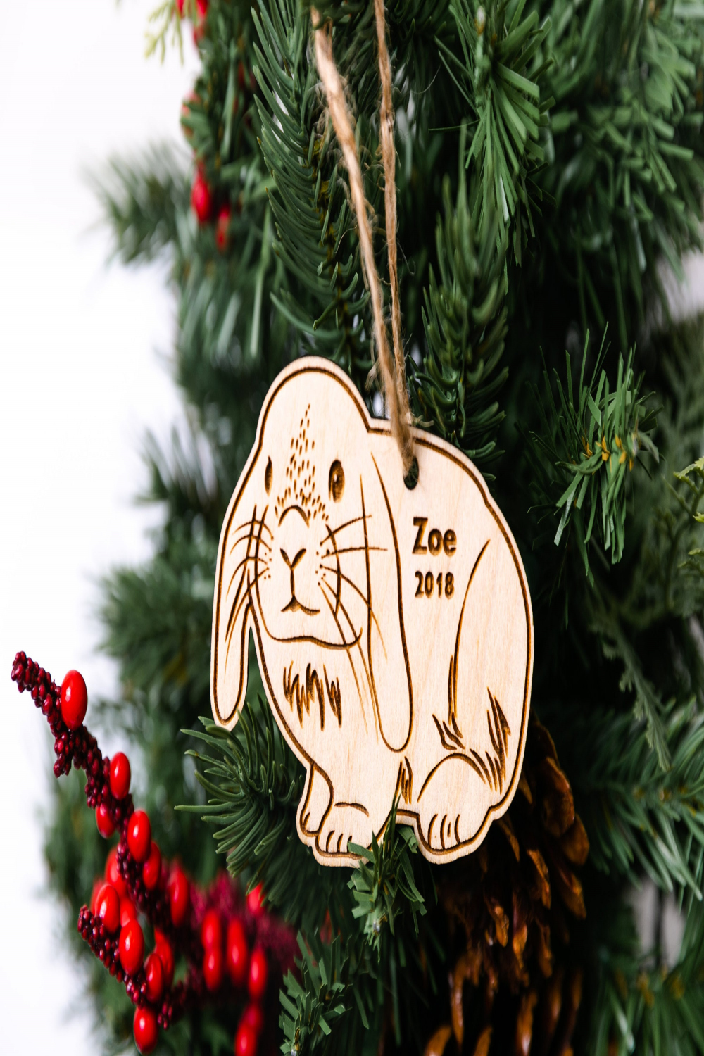 Personalized Bunny Christmas Ornament Laser Cut Wood - Etsy