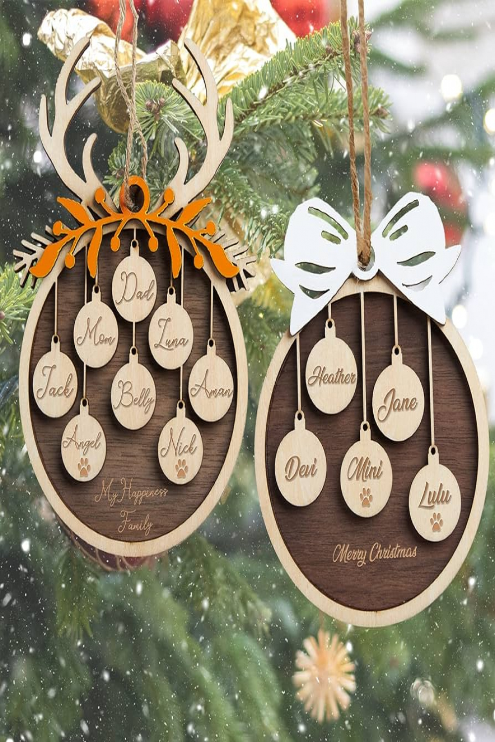 Personalized Christmas Ornaments  Family and Pet Name Engraved Wooden  Custom Xmas Tree Essentials Gifts Holiday Decorations Hanging Party Home