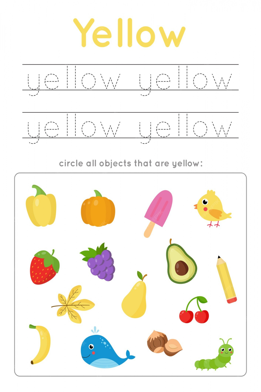 Premium Vector  Color learning worksheet for preschool kids