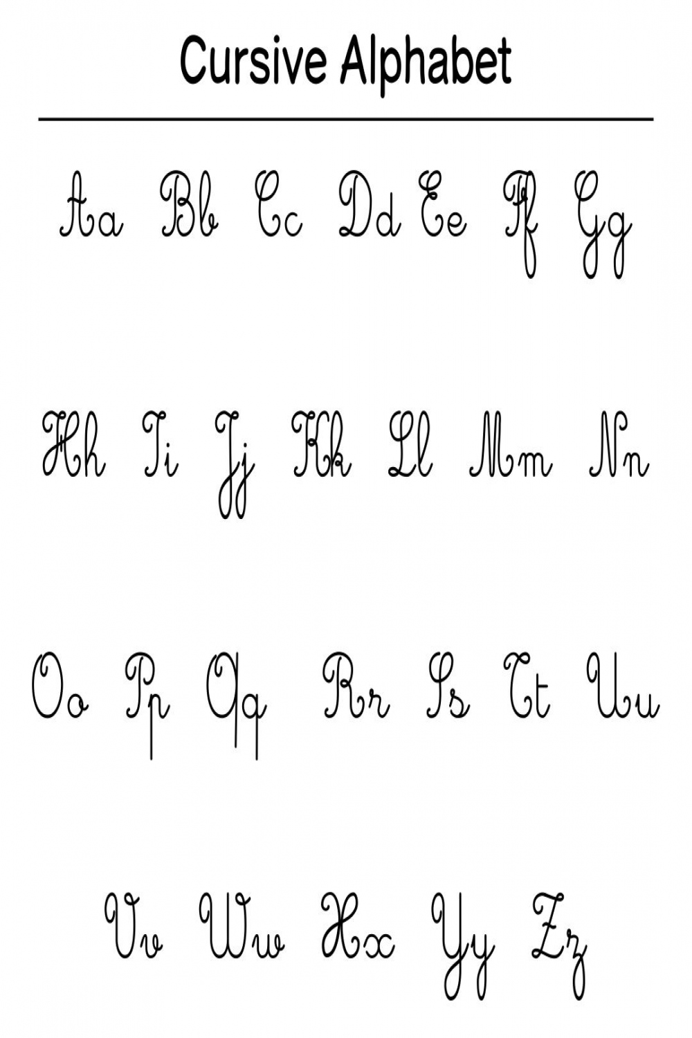 Printable Cursive Alphabet Chart  Cursive alphabet, Cursive