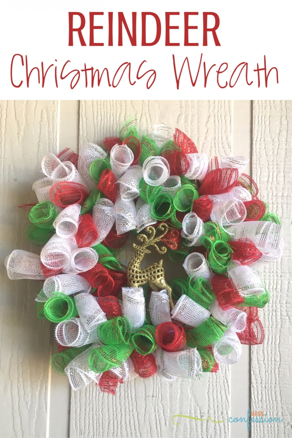 Reindeer Deco Mesh Christmas Wreath