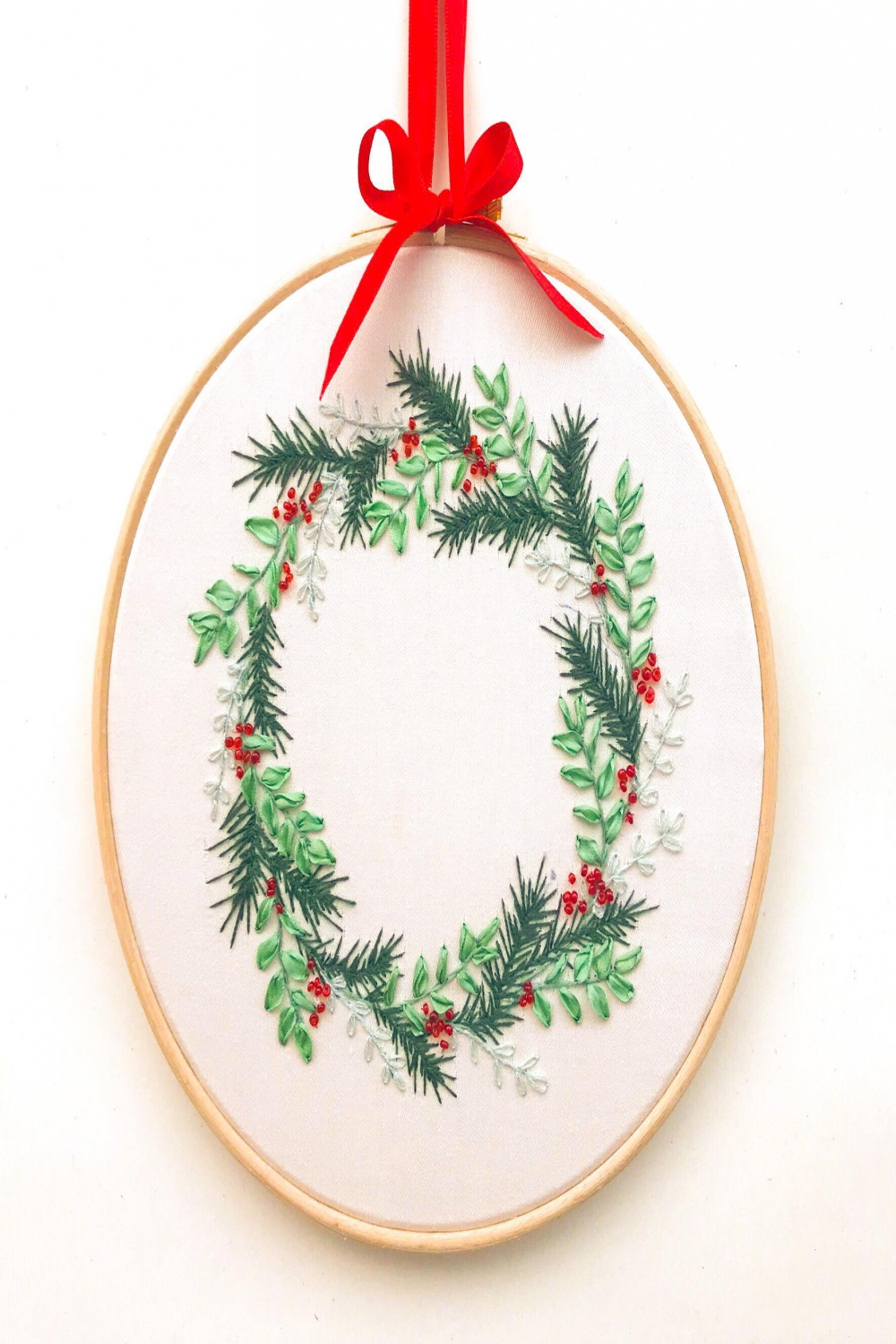 Ribbon Embroidered Christmas Wreaths - Beginners