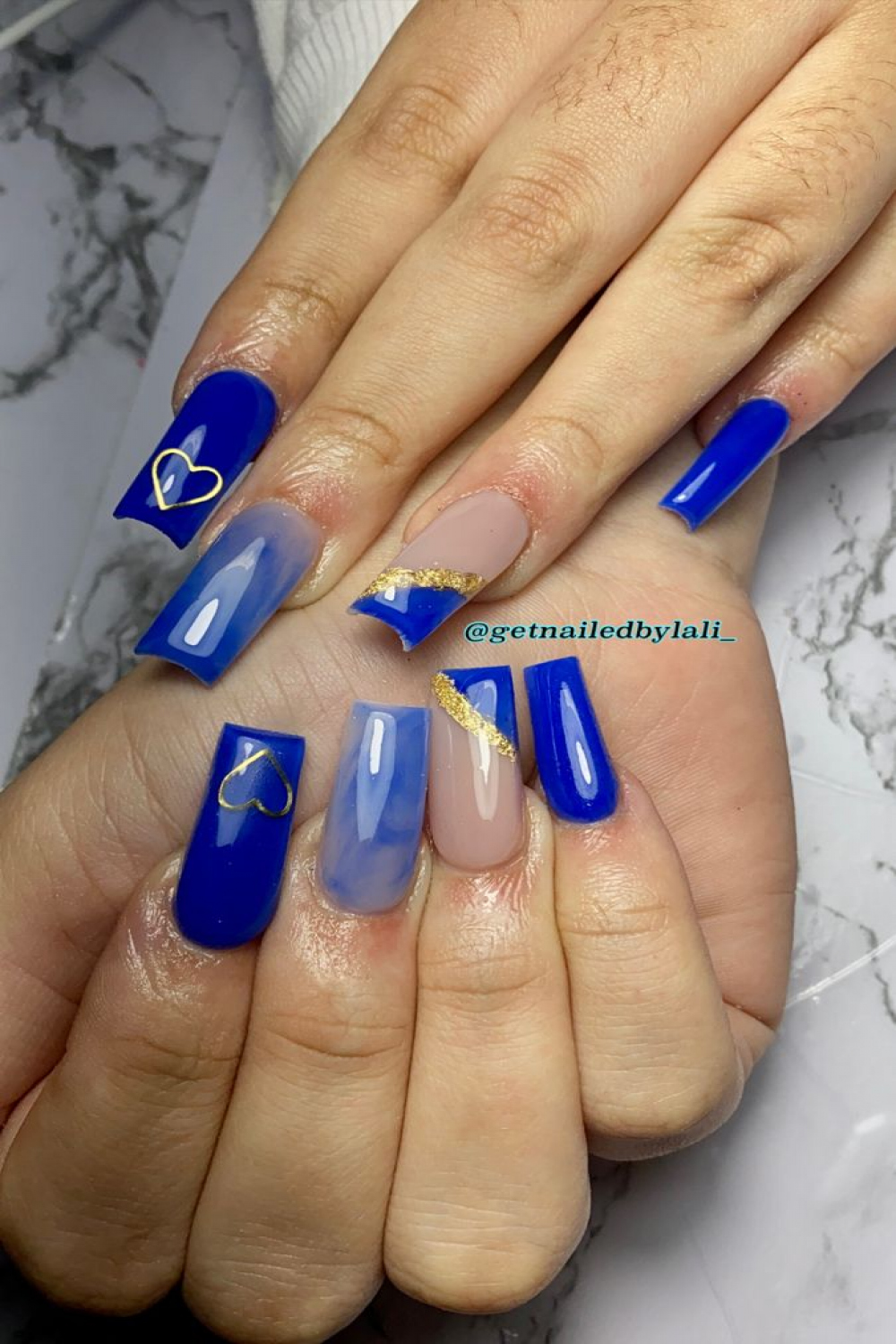 Royal Blue Nails  Blue nails, Royal blue nails, Gold acrylic nails