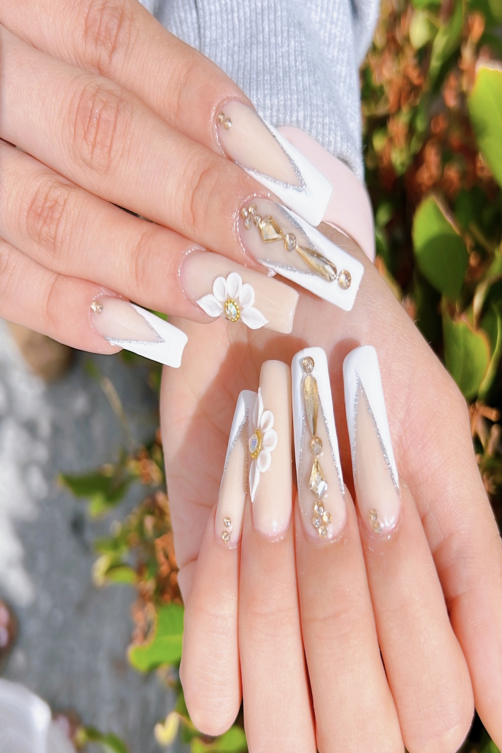 Set D flowers for nails white acrylic nail flower - Etsy