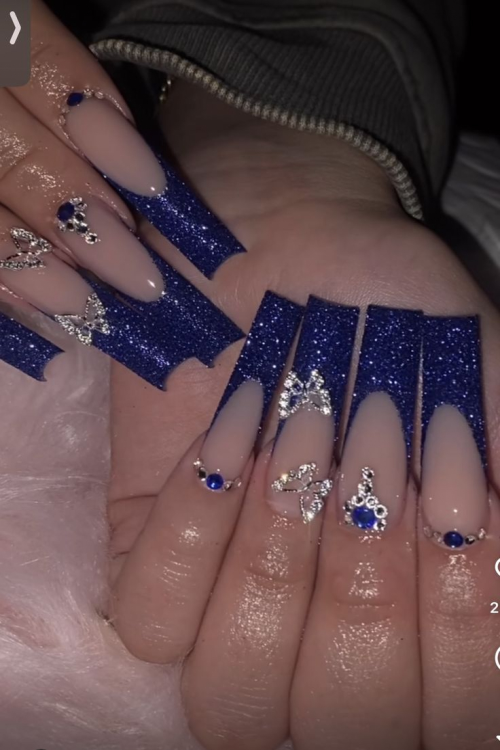 Sparkle blue acrylic 🤩🤩 in   Unique acrylic nails, Blue