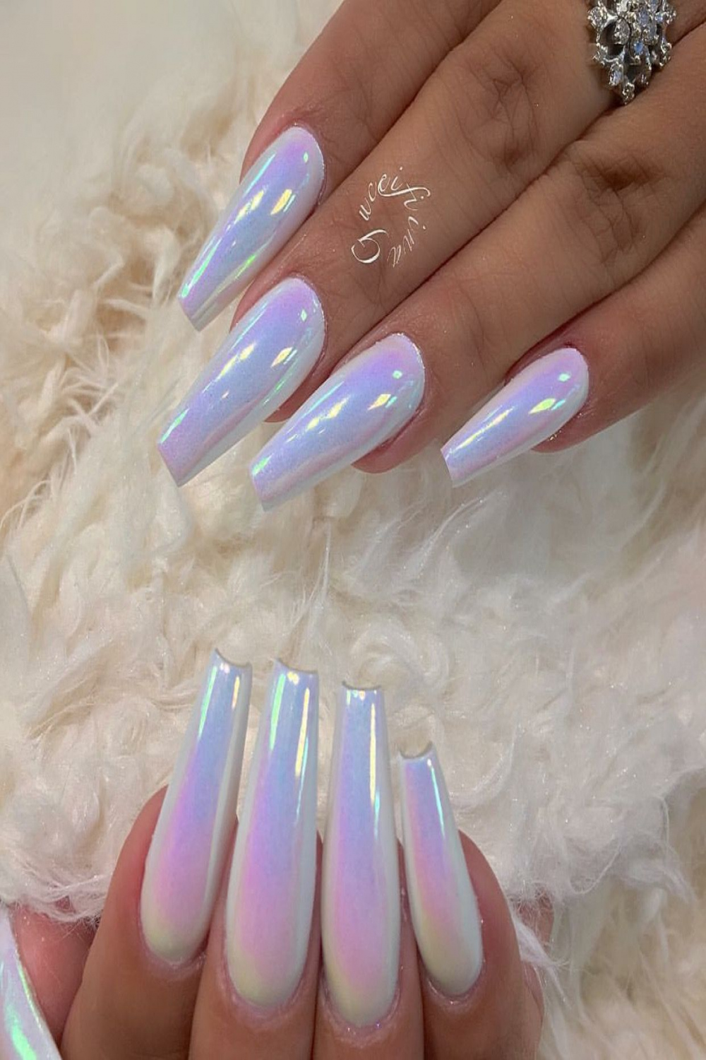 Unicorn Chrome Acrylic Nails  Fiina Nail Lounge  Birthday nail