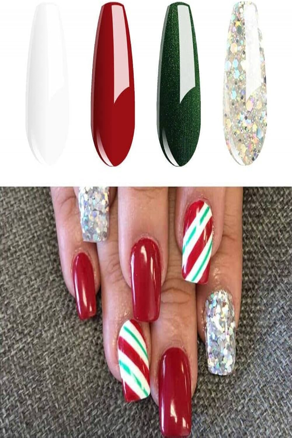 Vishine Soak Off UV LED Christmas Collection Glitter Gel Nail Polish Color  Set Of  Colors X ml Red White Green Sparkle Silver Nail Art Kit Set