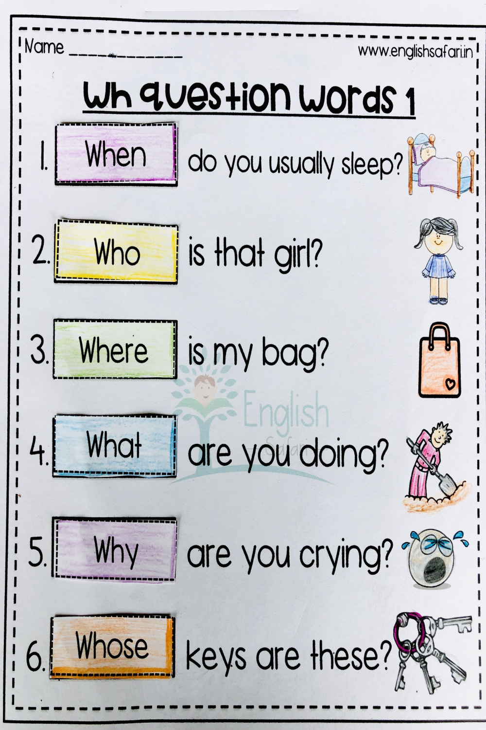 wh questions worksheet www.englishsafari