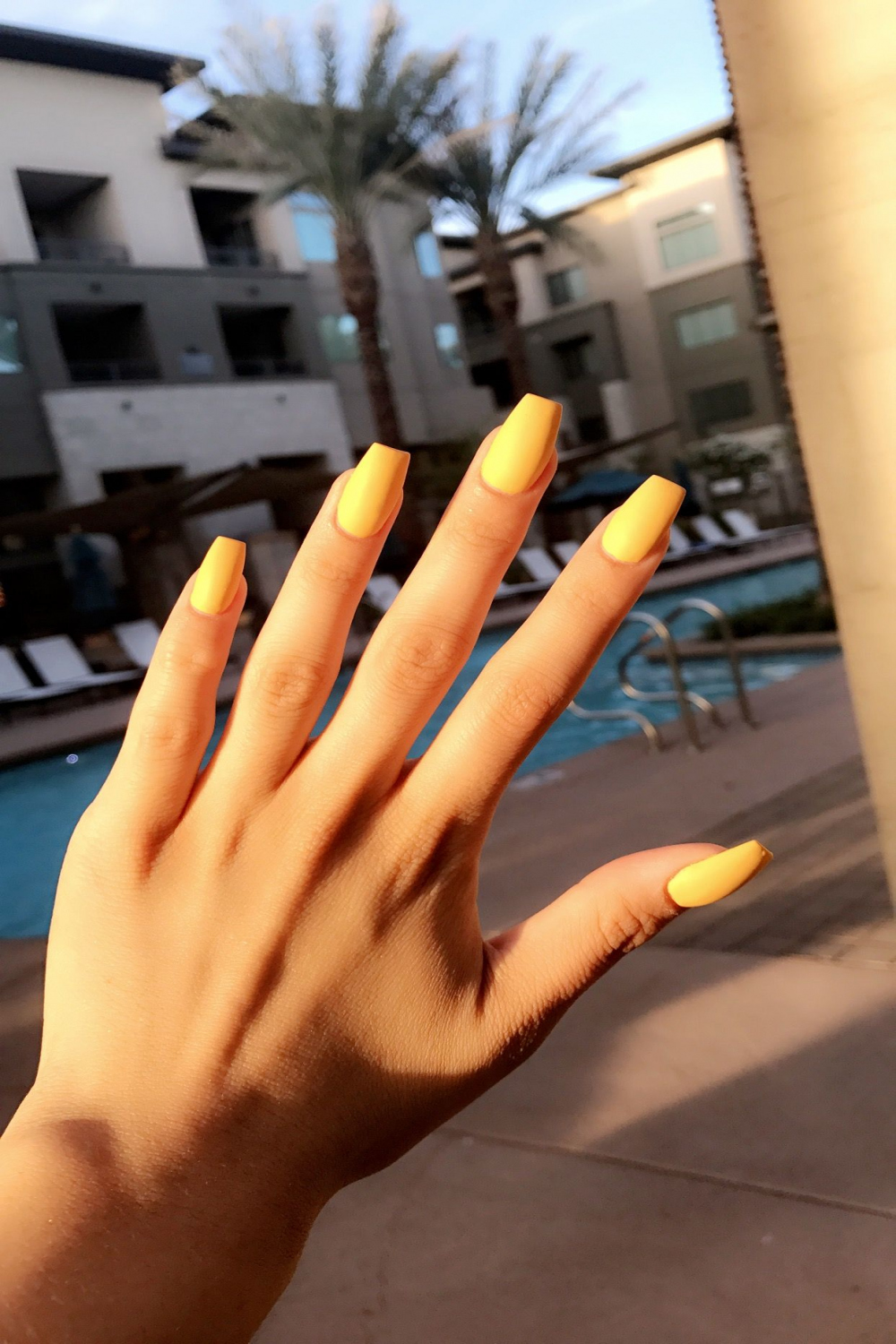 Yellow mattte coffin acrylics  Nails , Chic nails, Yellow nails