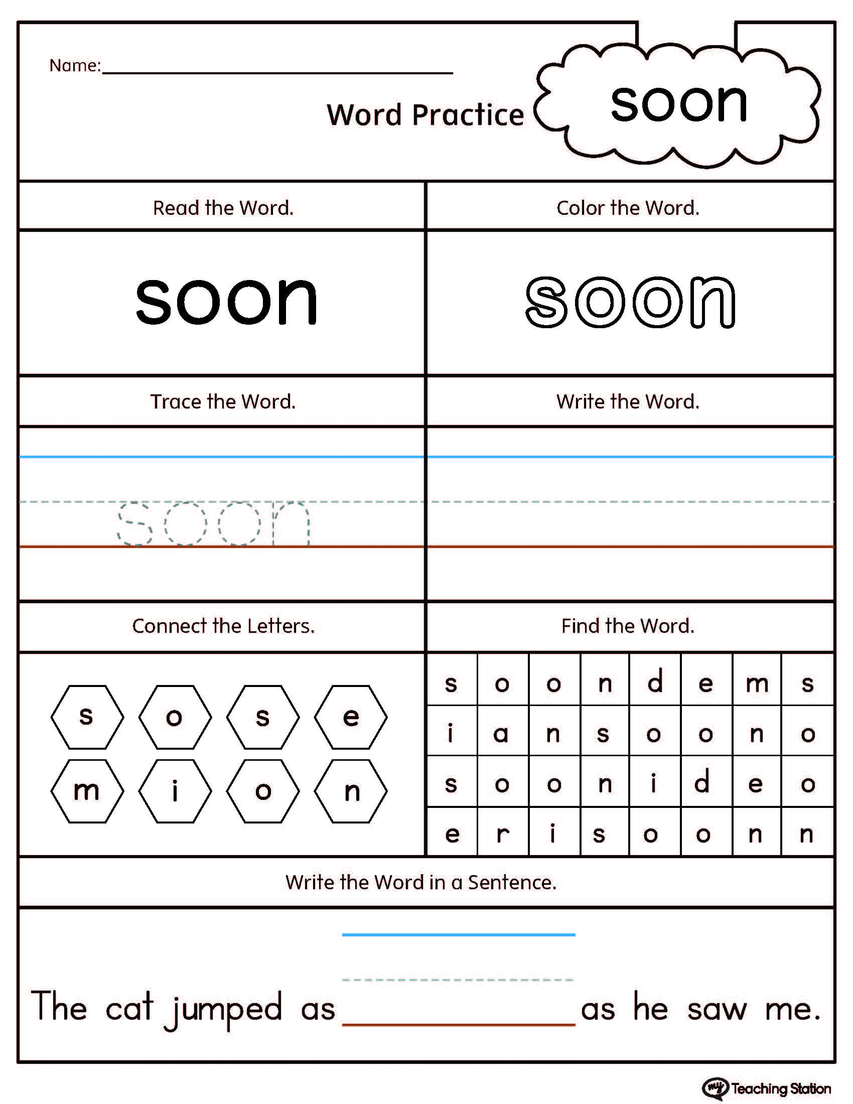 85 Sight Word Can Worksheet 3