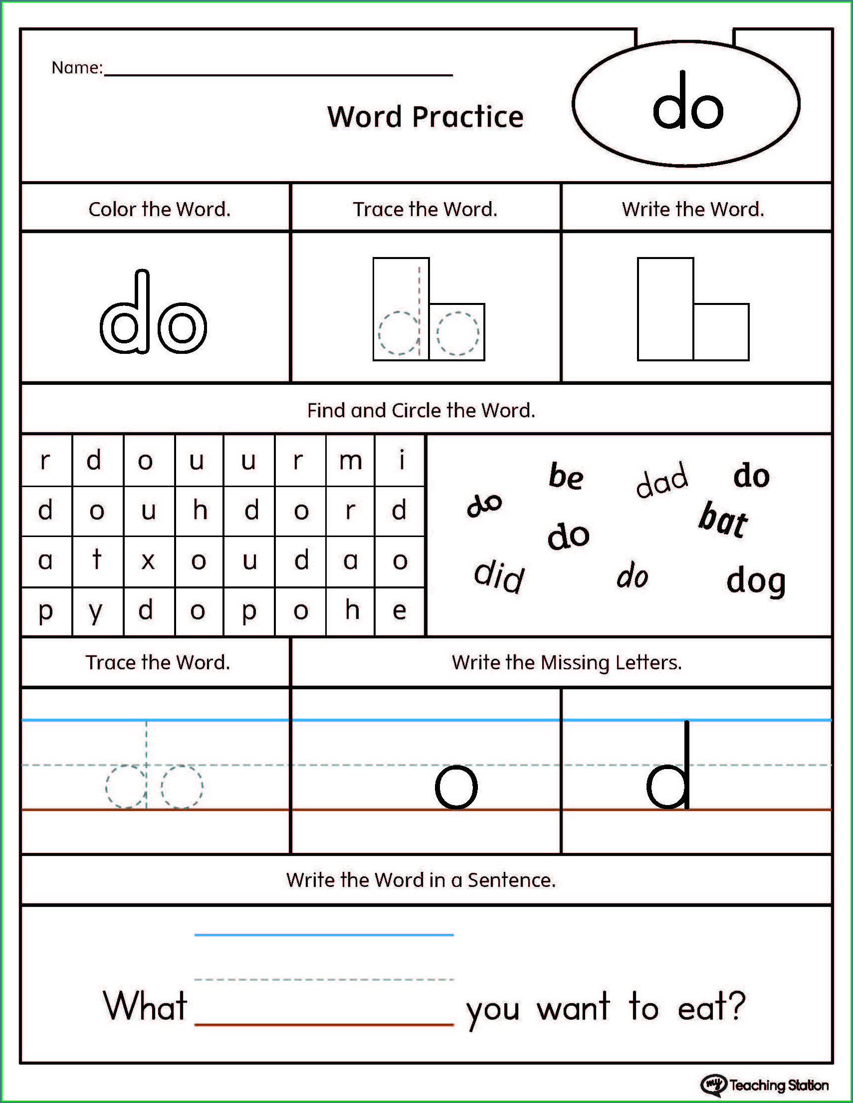 85 Sight Word Can Worksheet 55