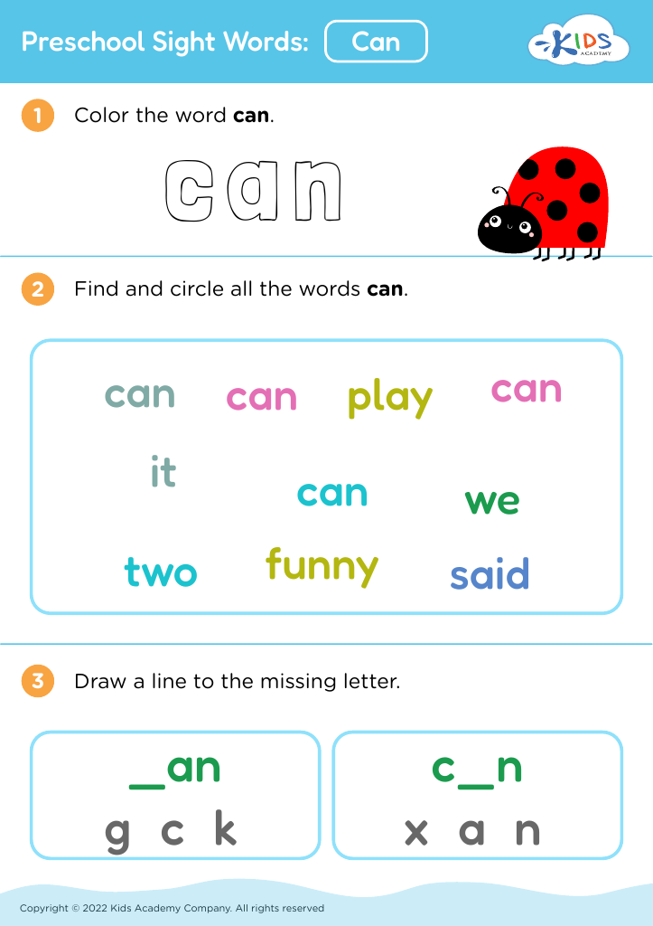 85 Sight Word Can Worksheet 75