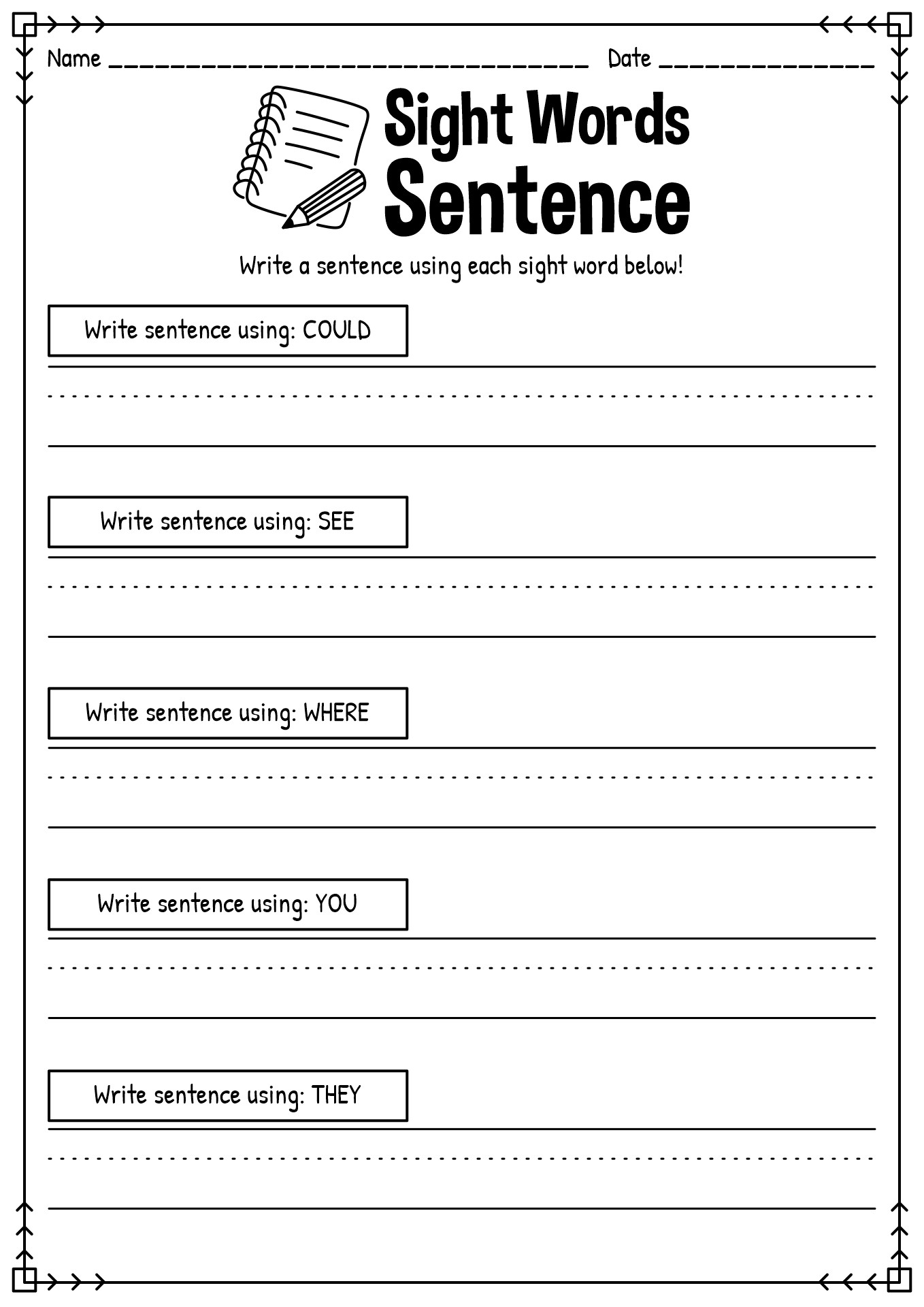 85 Sight Word Sentences Worksheets 29