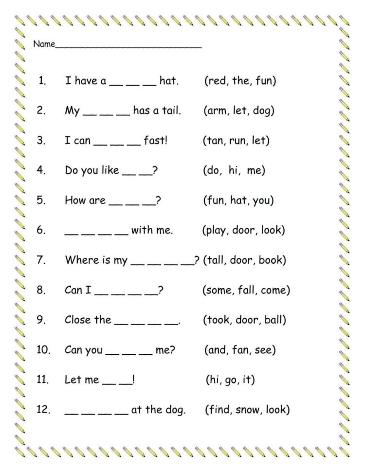 85 Sight Word Sentences Worksheets 30