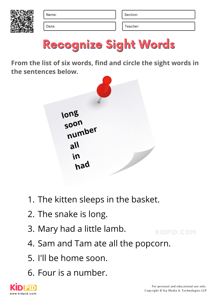 85 Sight Word Sentences Worksheets 37