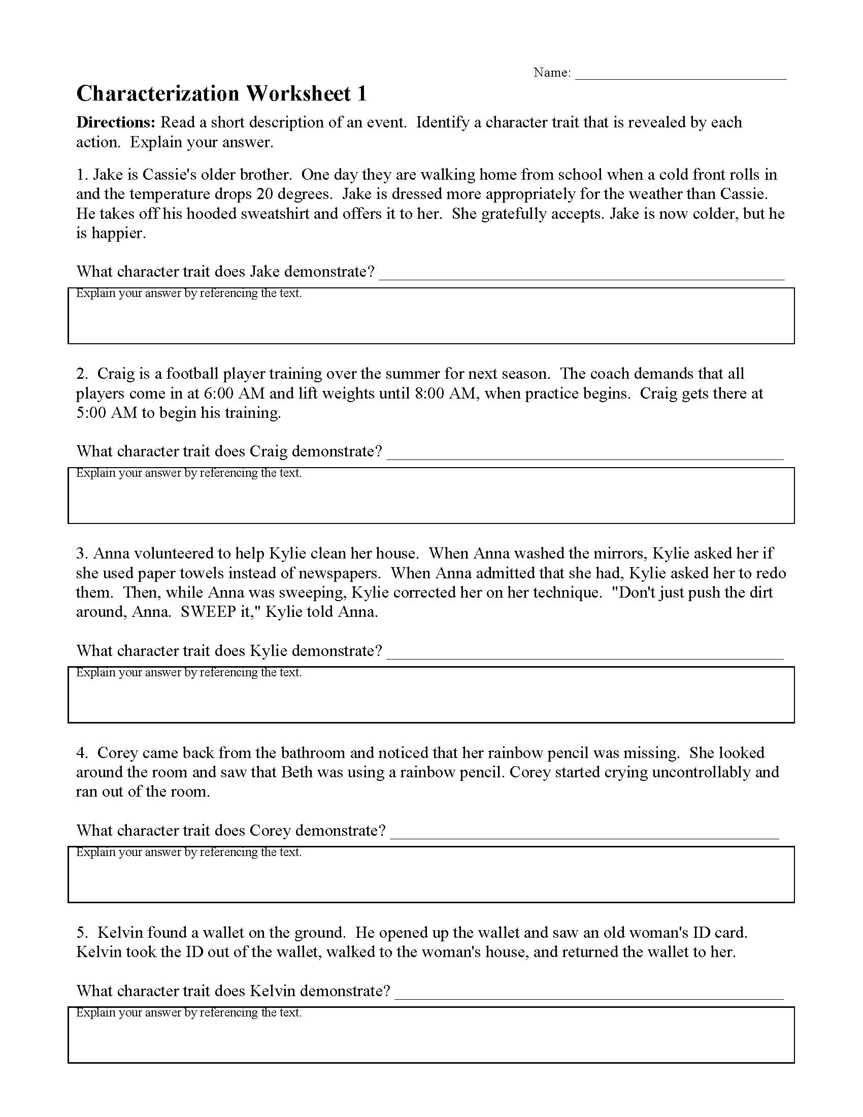 Get 85 Characterization Worksheet High School Ideas 1