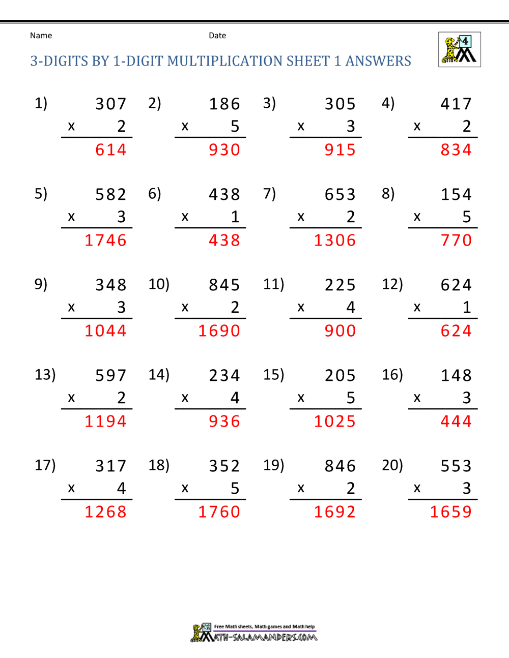 Get 85 Multiplication Worksheets 4Th Grade Ideas 41