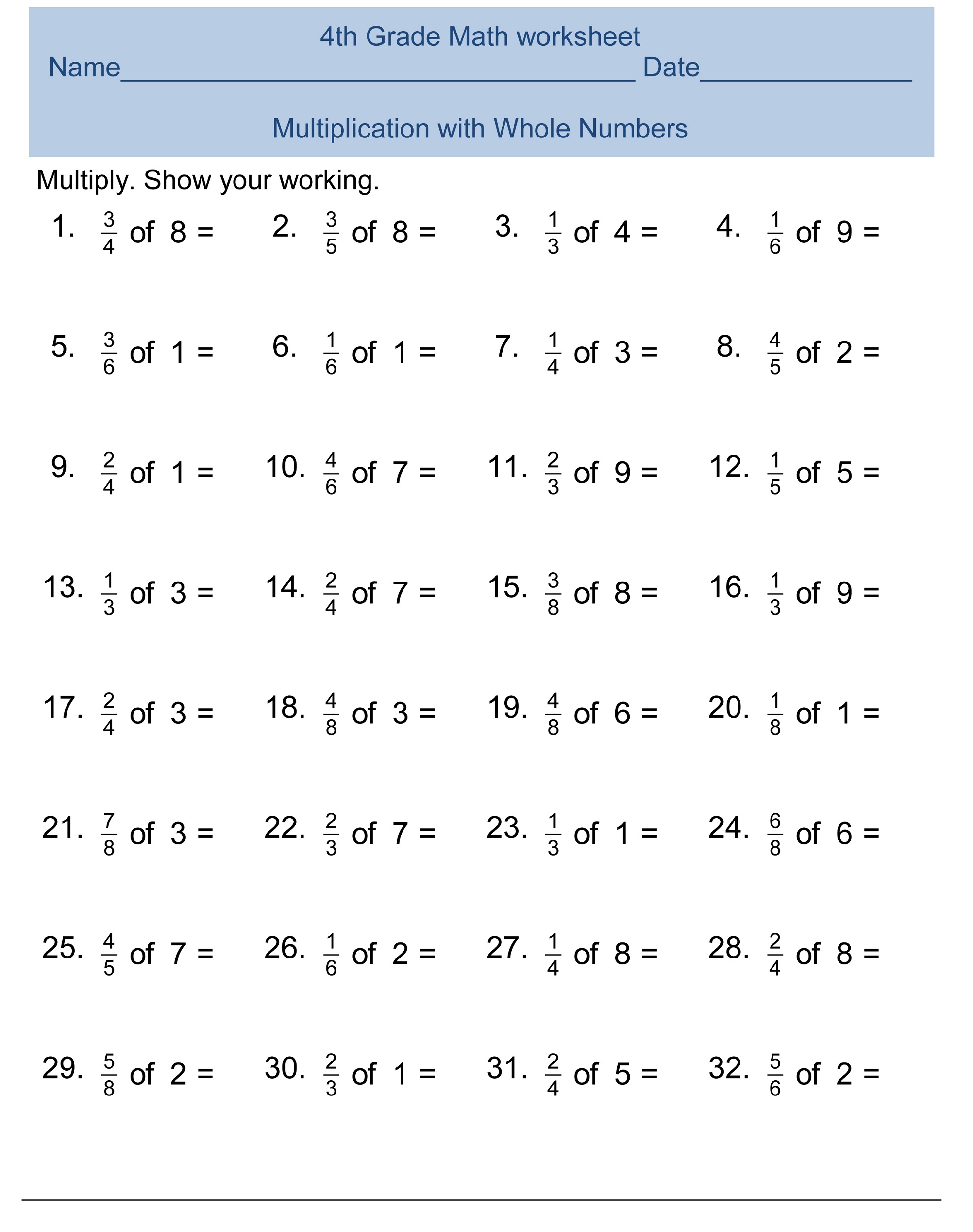 Get 85 Multiplication Worksheets 4Th Grade Ideas 58