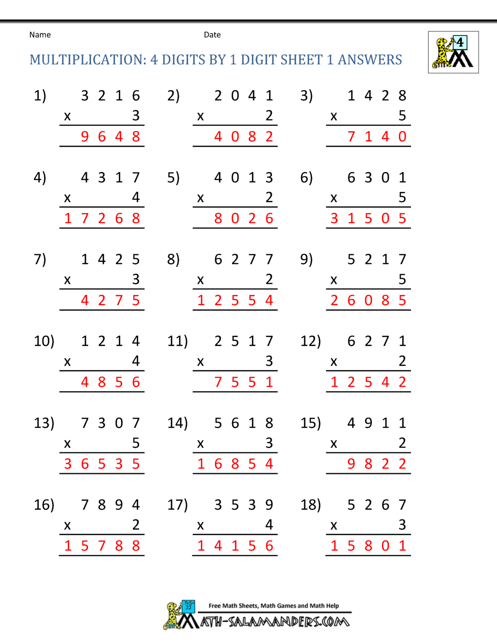 Get 85 Multiplication Worksheets 4Th Grade Ideas 62