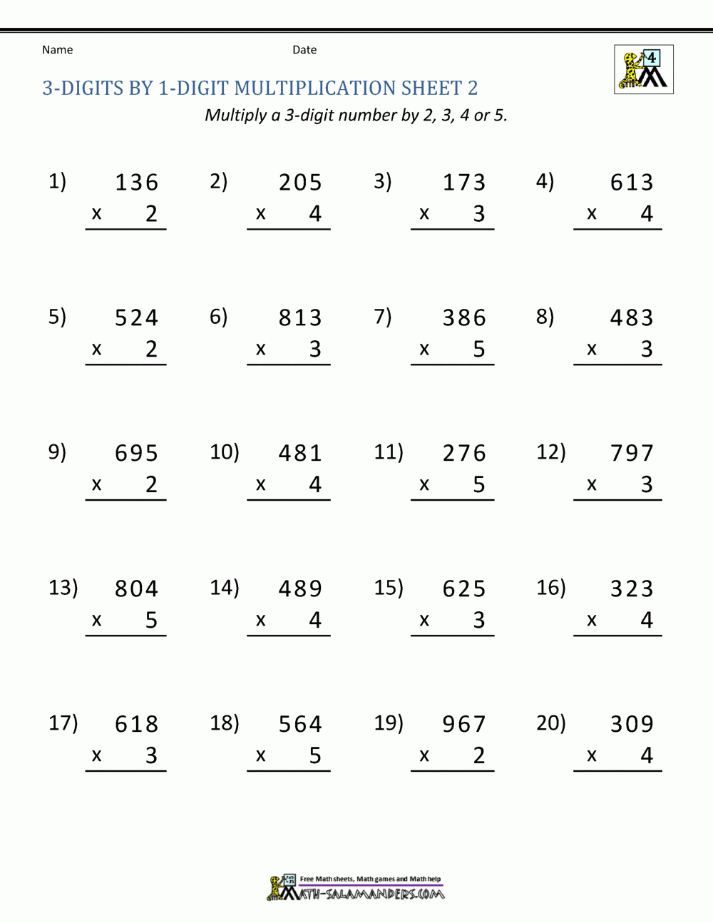 Get 85 Multiplication Worksheets 4Th Grade Ideas 83