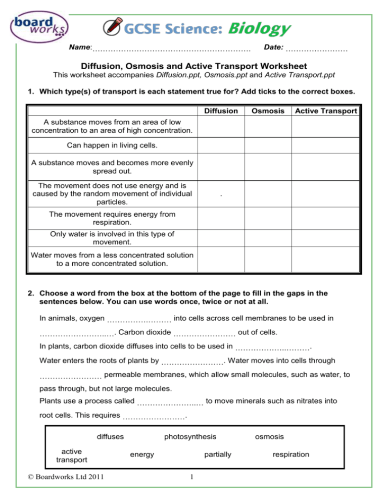 Get 85 Osmosis And Diffusion Worksheet Ideas 5