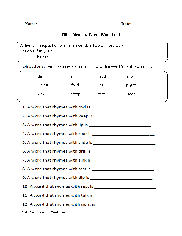 Get 85 Rhyming Worksheets 1St Grade Ideas 61