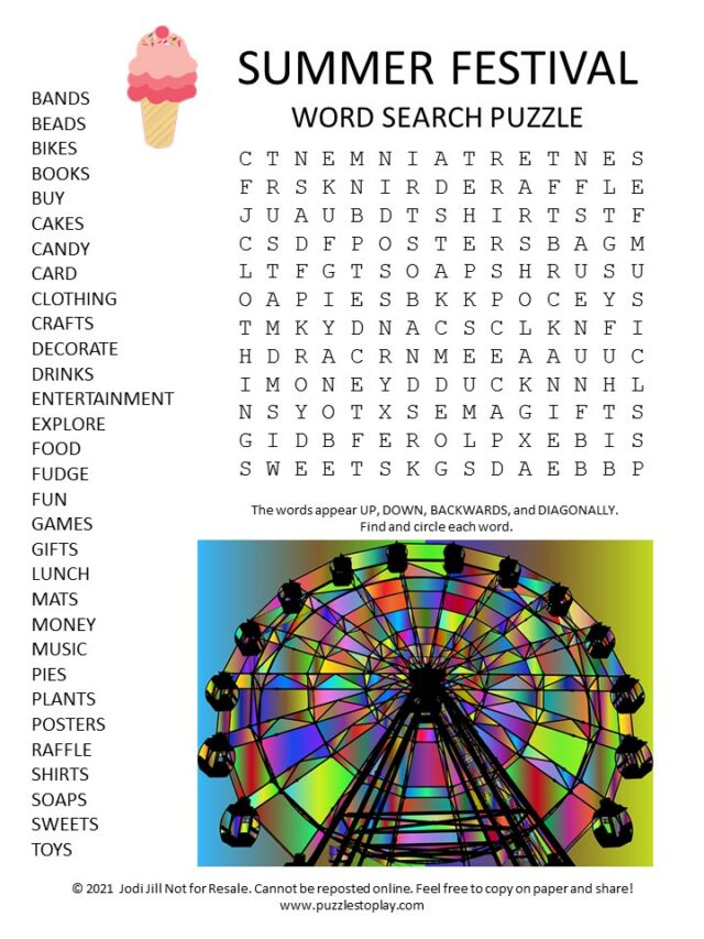 Printable 50 Festival Word Search 1