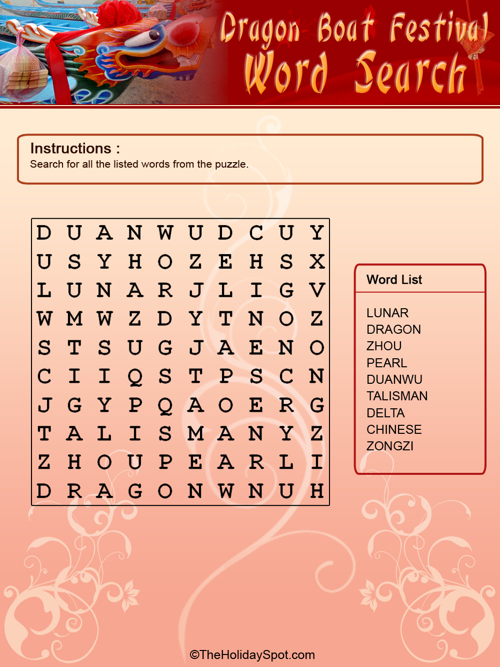 Printable 50 Festival Word Search 2