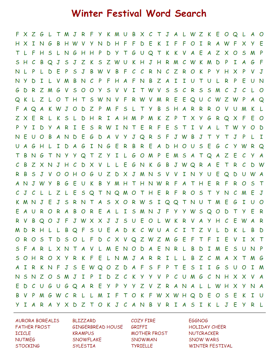 Printable 50 Festival Word Search 25