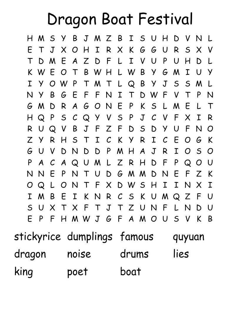 Printable 50 Festival Word Search 32