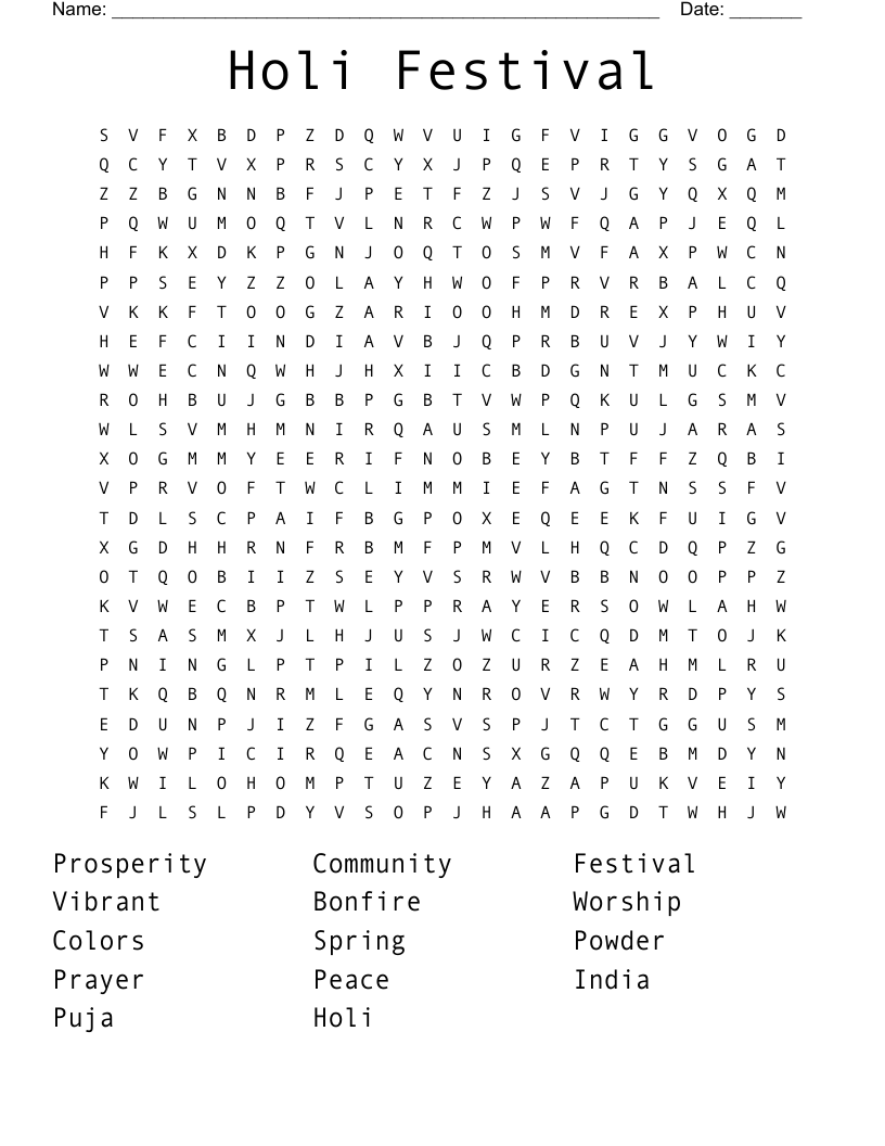 Printable 50 Festival Word Search 41