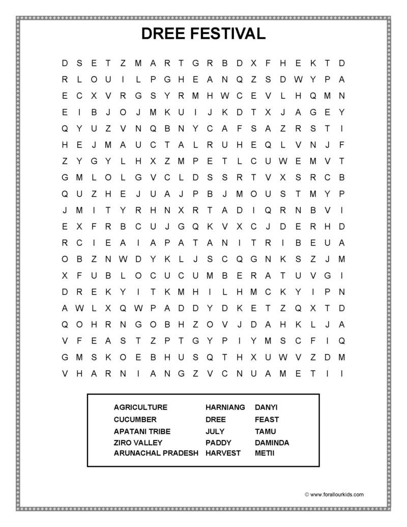 Printable 50 Festival Word Search 42