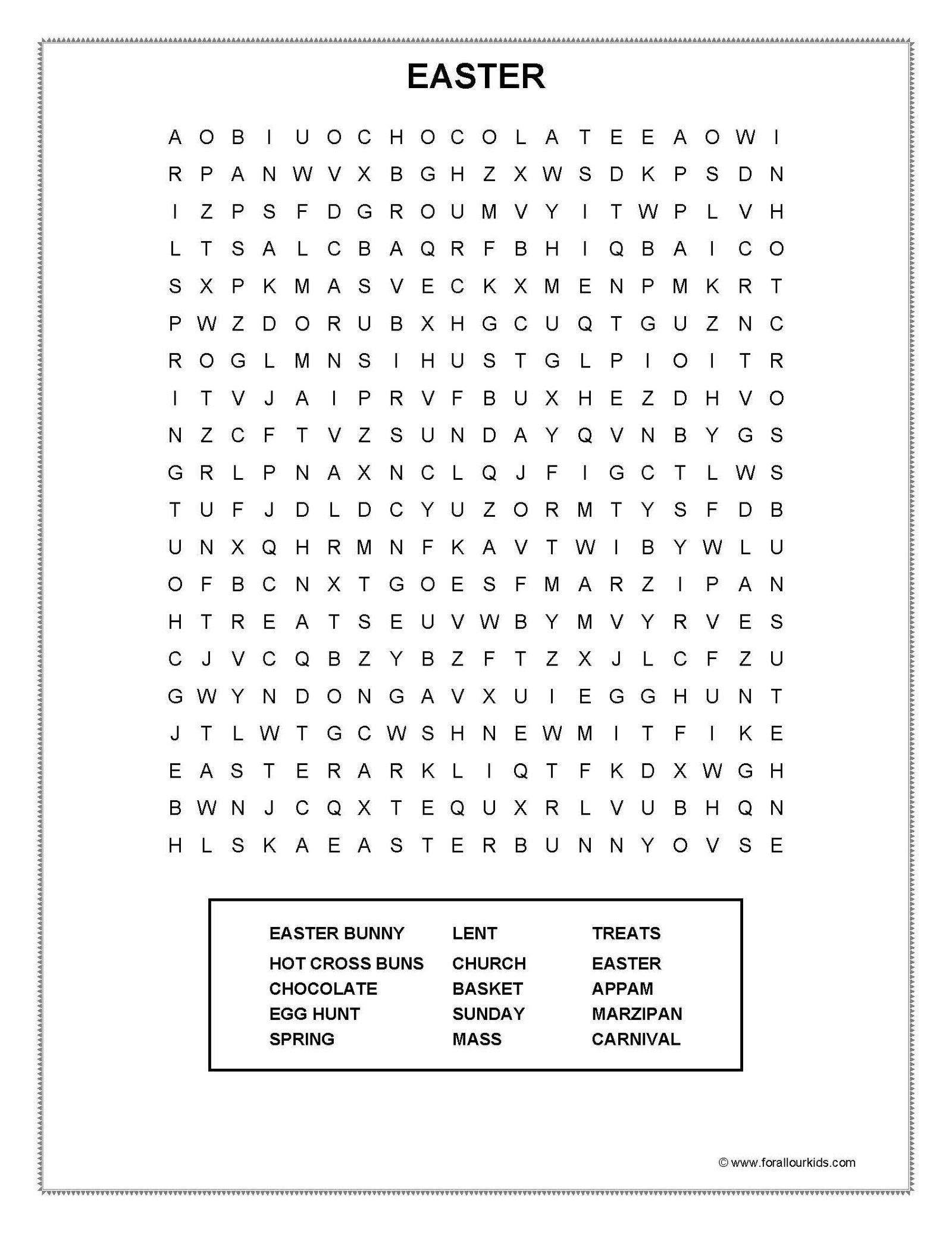 Printable 50 Festival Word Search 46