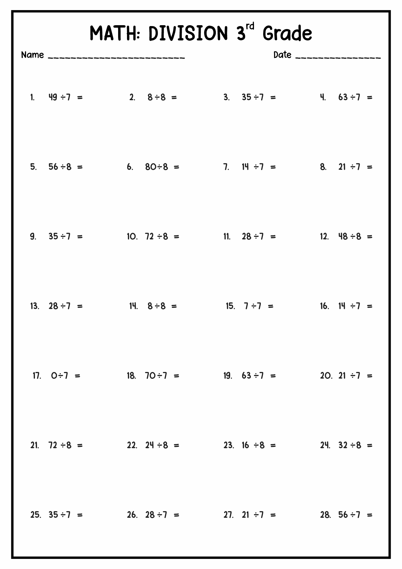 Save 85 Division Worksheets 3Rd Grade 45