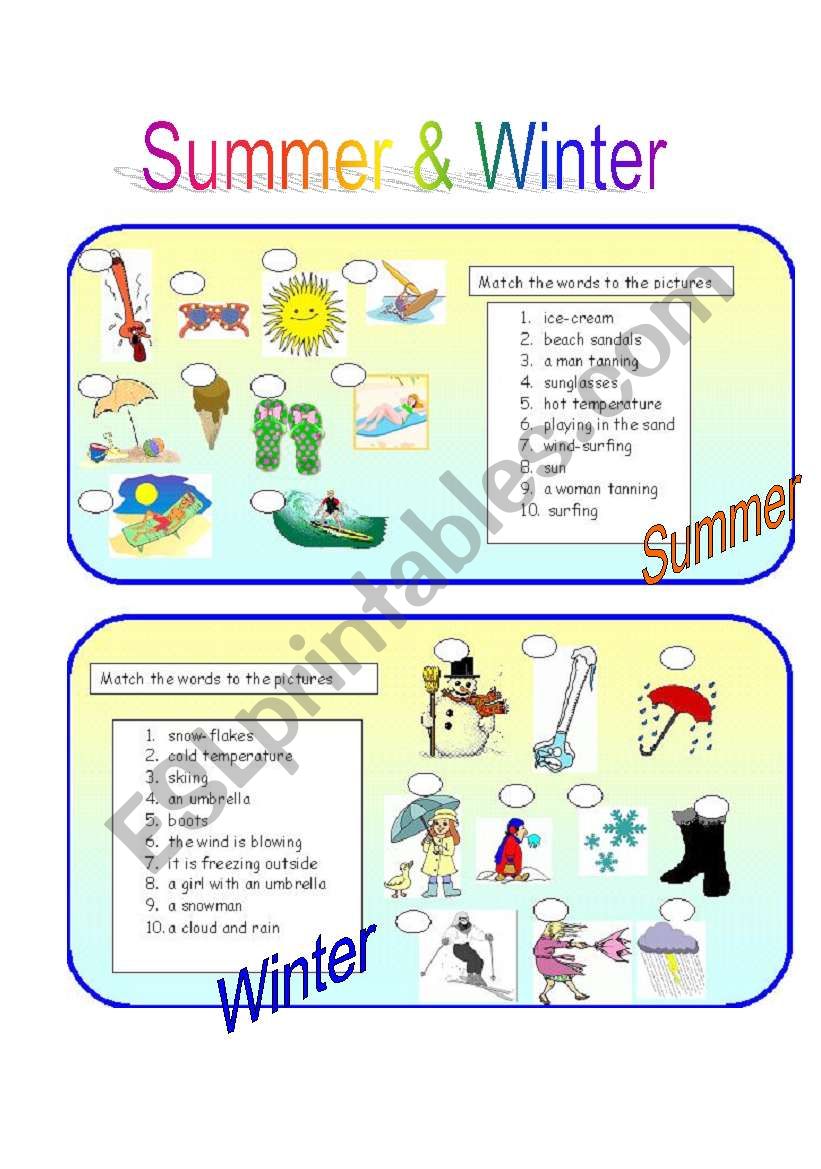 Best 45 Winter Summer Worksheets Ideas 2