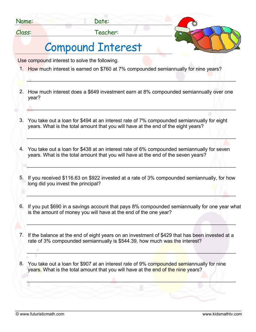 Best 50 Simple Interest Worksheets Ideas 8